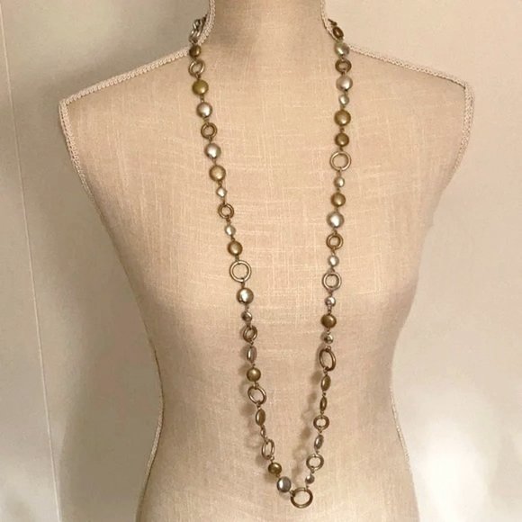 Premier Designs "Sense of Style" Necklace Silver & Gold Tones 40" Perfect 16420 - Picture 3 of 8